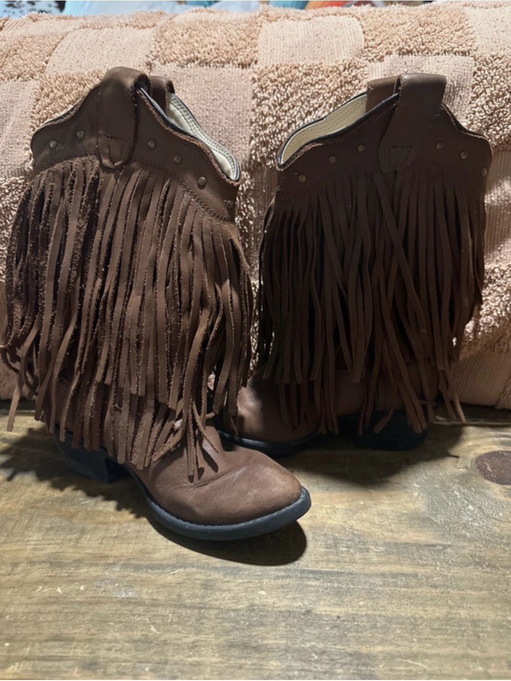 Fringe Western Boots - Brown